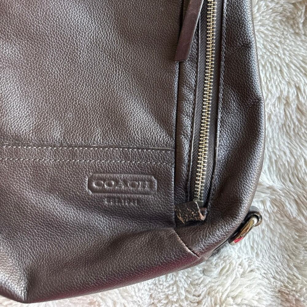 COACH Thompson Convertible Brown Leather Sling Bag Backpack - Picture 5 of 12